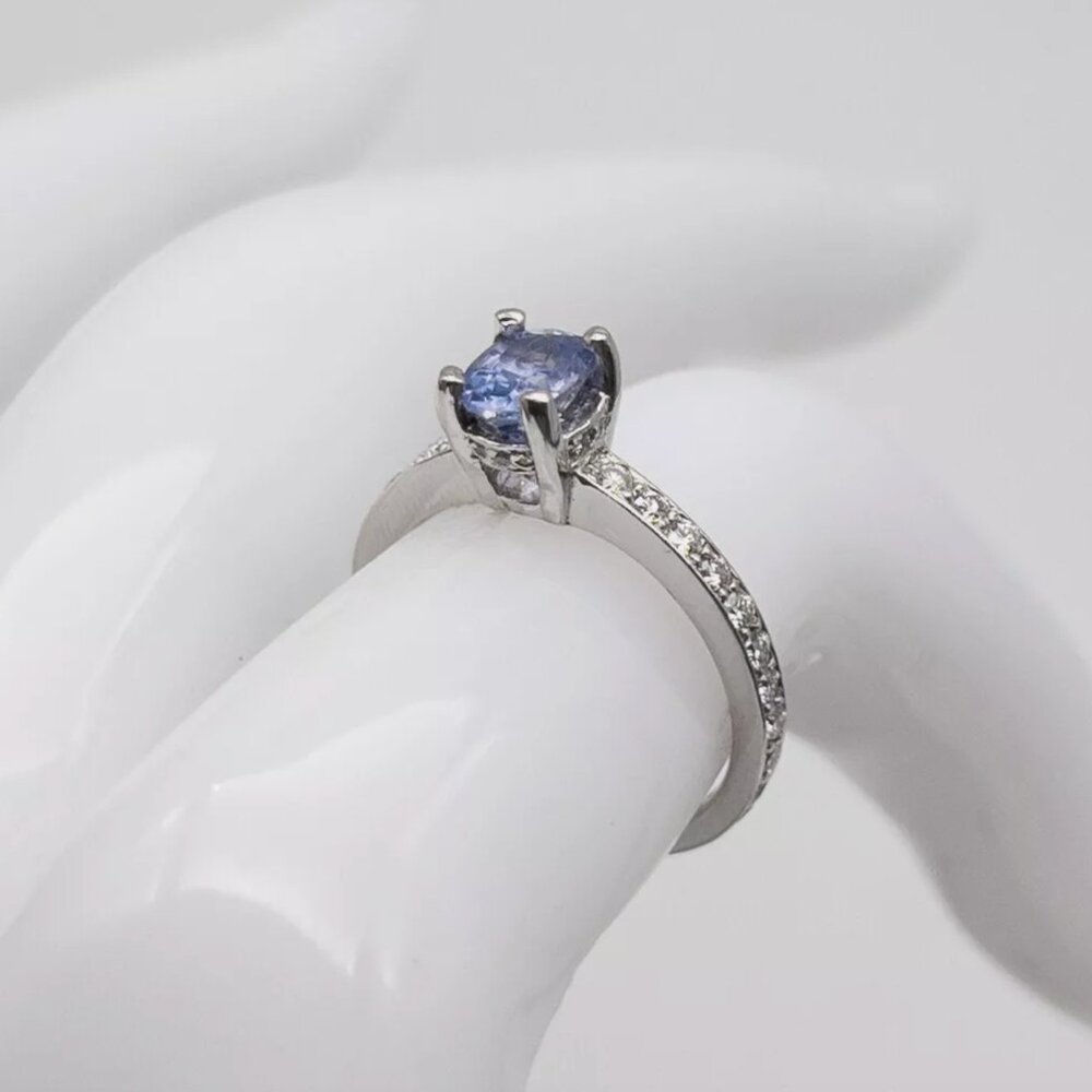 CERTIFIED 1.6ct Blue Sapphire VS G Diamond Platinum Designer Ring